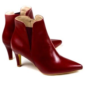 Bhava Studio Blondie Ankle Bootie Size 5 Cherry Red